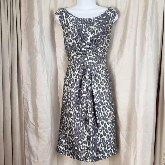 NWOT Kate Spade gray leopard print silk fit & flare dress Womens 4 - Picture 5 of 10